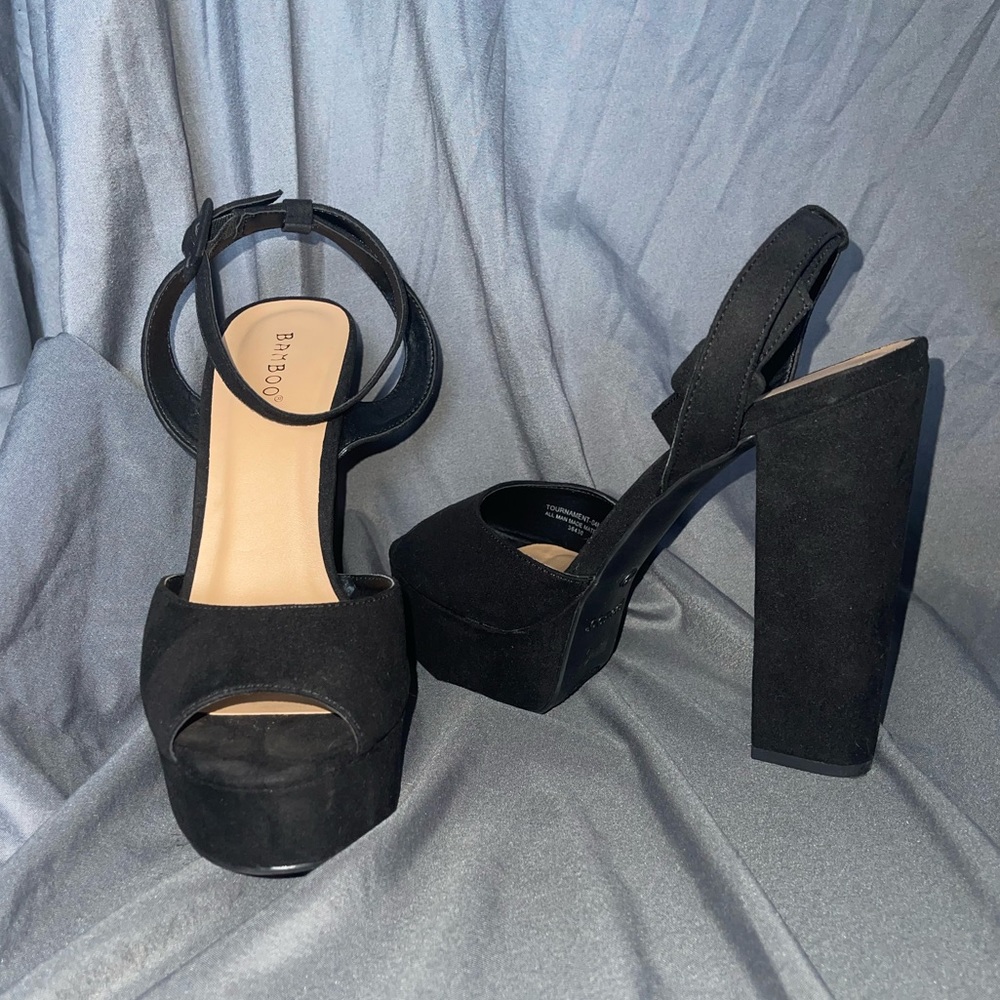 Black chunky heels